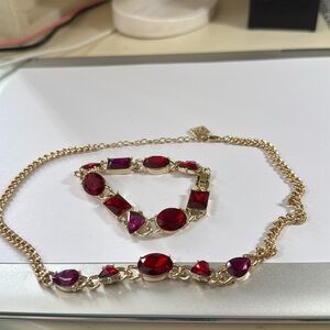 Anne Klein garnet stone bracelet necklace set. Never worn.